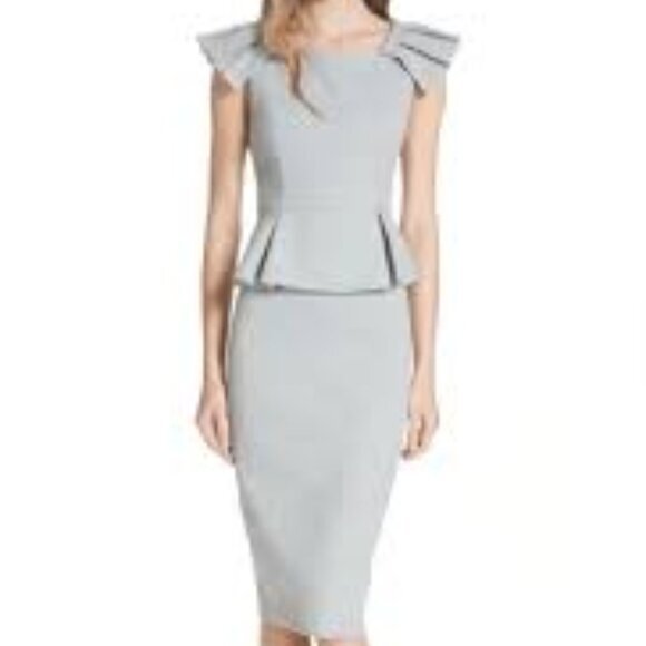 Ted Baker London Dresses & Skirts - Ted Baker London Working Title Daizid Pleat Shoulder Peplum Dress Gray Size 2/US